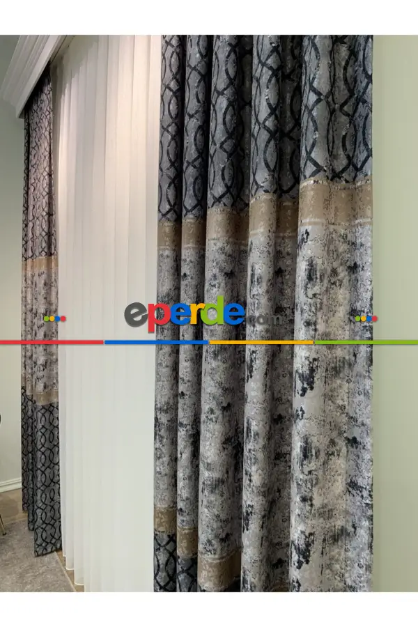 Yatak Odası - Brillant Fon Perde Fon Perde Yeni Moda Model Gri Füme Antrasit Renk Tasarım Yan Perde