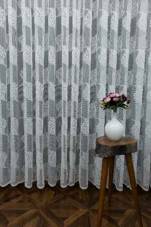 Fransız Dantel Tül Serpme Desenli - Ütü İstemez- Ekru