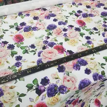 Çiçek Desenli Fon Perde Evm673 Kumaşı Kalındır Duck Bezi Değildir- Beyaz-Pembe Açık