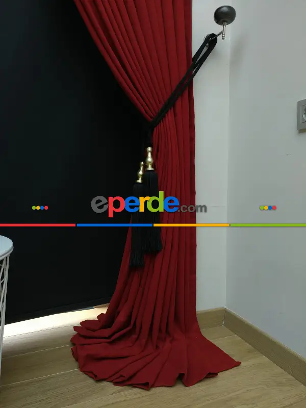 Düz Renk Dökümlü Fon Perde (150)- Kırmızı