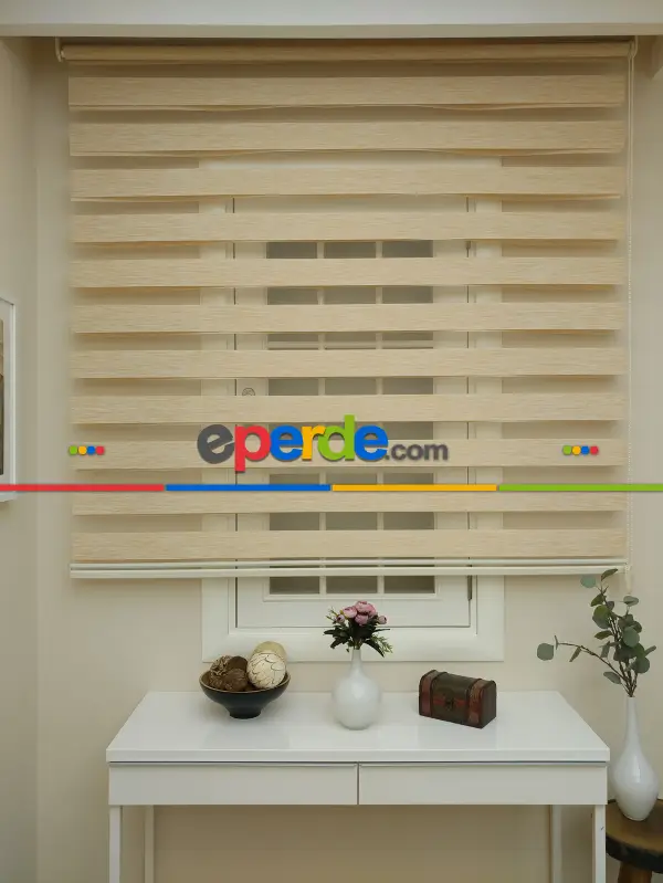 Oturma Odası - Zebra Perde -bambu Düz Zebra Perde- Kum Beji