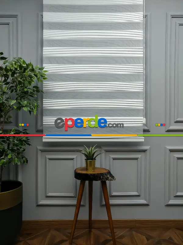 Salon Zebra Perde - 2021 Sezonu - Zebra Perde - Micro Plise (pileli) Zebra Perde- Beyaz