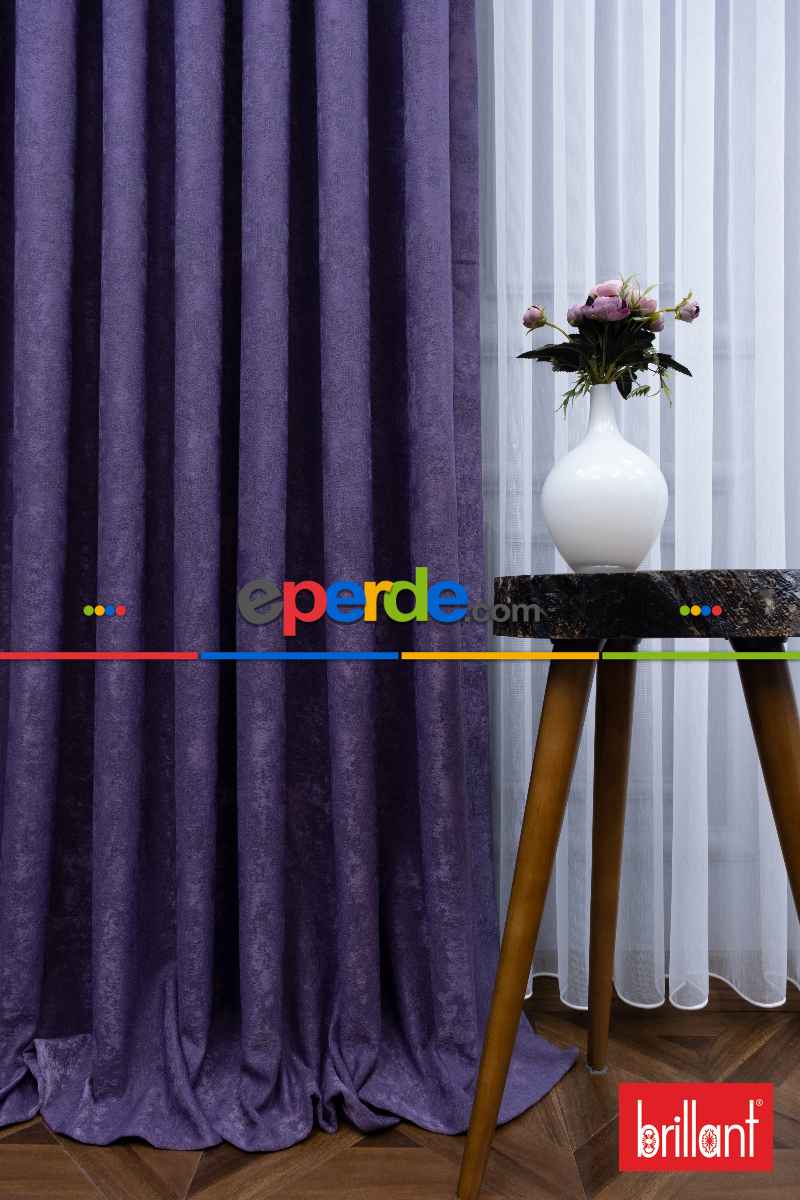 Yatak Odası - Brillant Jakar Fon Perde(Dökümlü Fon )- Mor-leylak