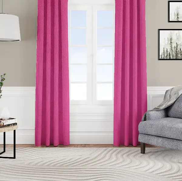 Kadife Dokulu Fon Perde Pilesiz Tek Kanat Fuşya