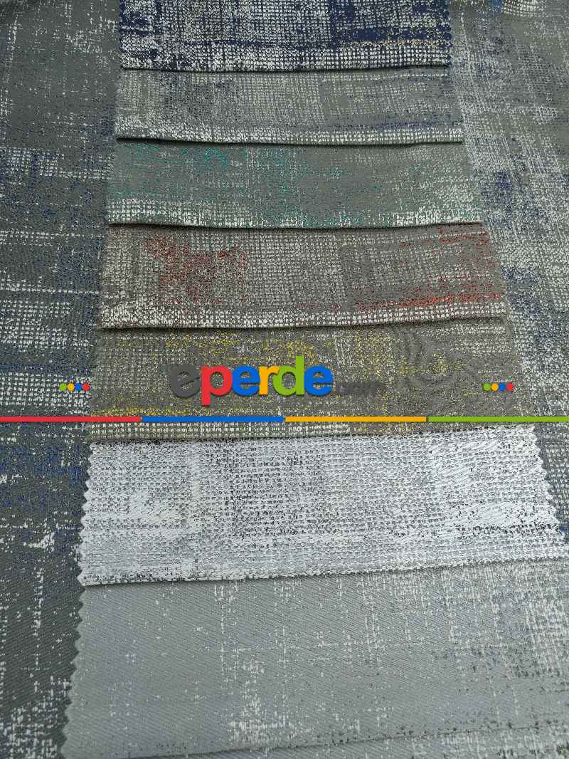 Jakar Desenli Fon Perde- Lacivert-bej