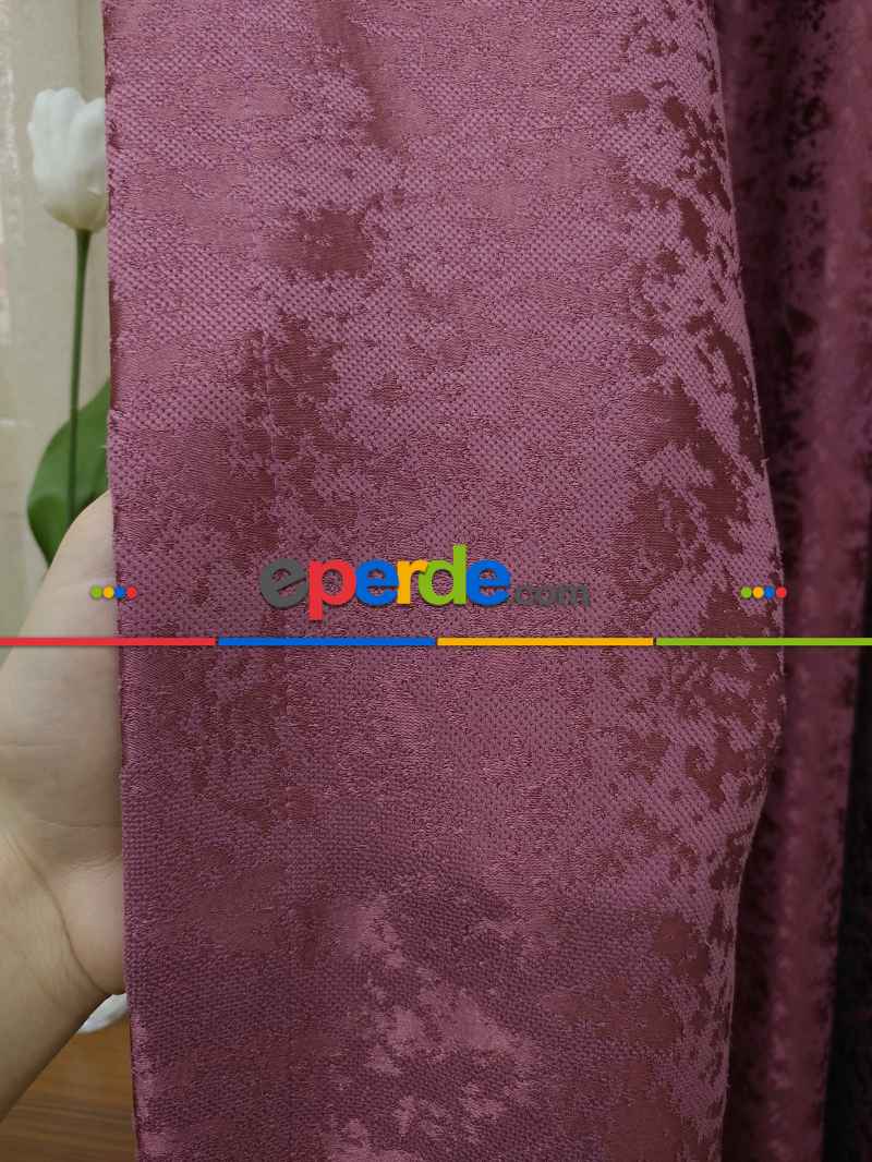 Koyu Gül Kurusu Rengi Duz Jakar Fon Perde (150)- Kiremit Rengi