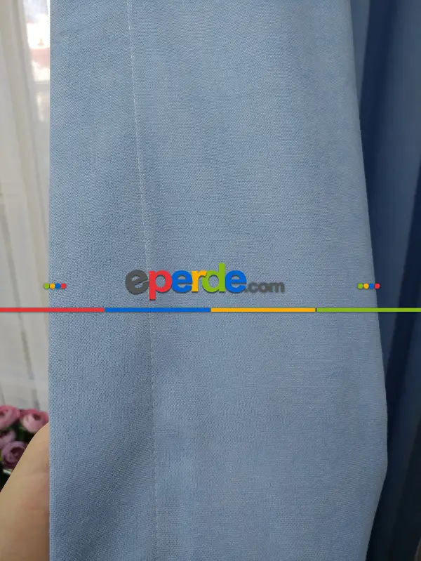 Açık Mavi Düz Fon Perde - Mavi Açık