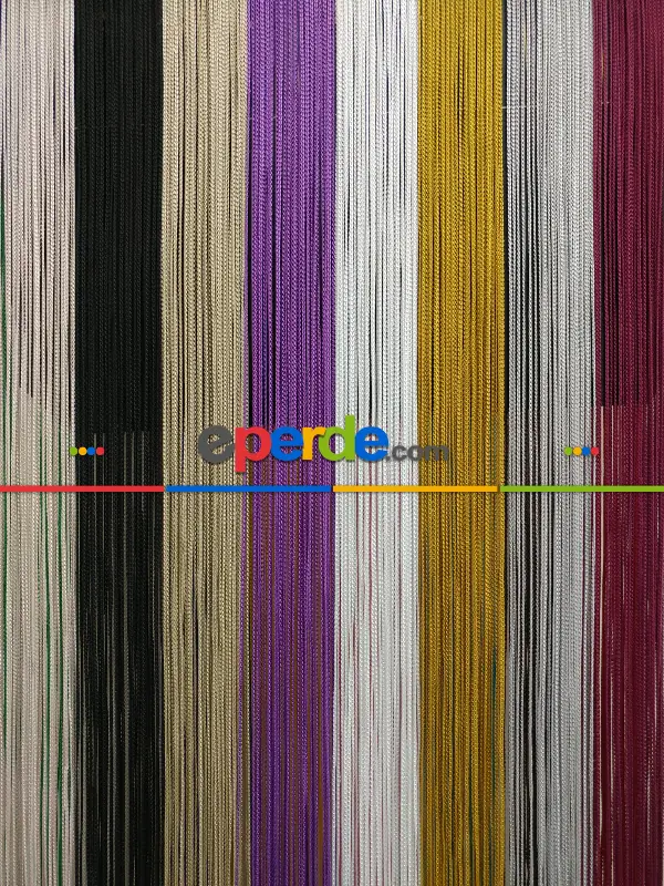 Siyah Rengi İp Perde İnce Zincir Serisi- Siyah