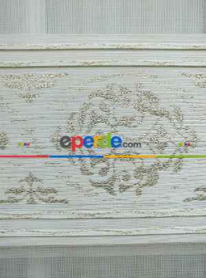 Damaks Altın Simli Zebra Perde- Krem