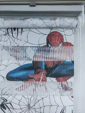 Zebra Perde- Dijital Spıderman Örümcek Adam Baskılı Zebra Perde- Mavi-kırmızı-sarı