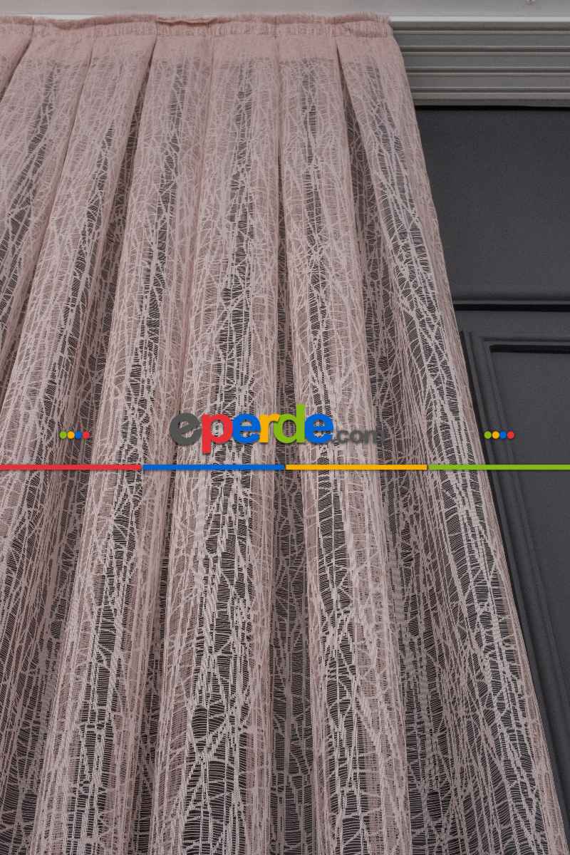 Yeni Tasarım Moda Cam Kırığı Örme Tül Perde Pudra - Pembe