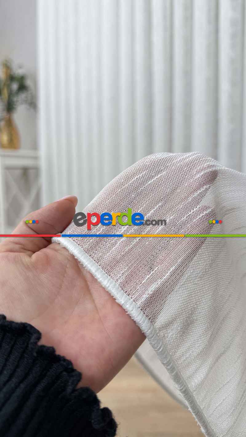 Ekru, Bambu Keten,tül Perde,yumuşak Ve Dökümlü