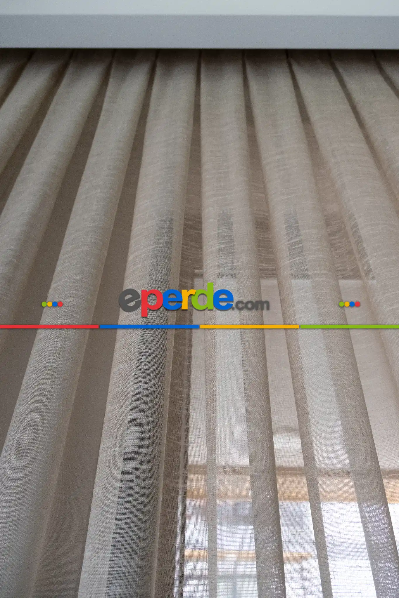 Sütlü Kahve Zemin Tül Keten Efektli İplikten Ütü İstemez 1.kalite