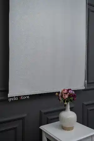 Stor Perde Kalın Kumaş Yaldızlı Açık Gri Renk A Kalite