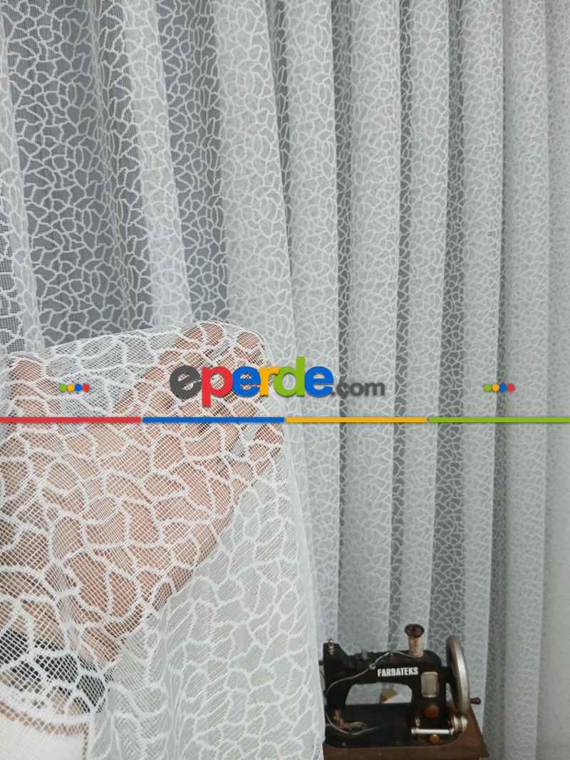 Beyaz Leopar Desen Desen Modern Tül Perde