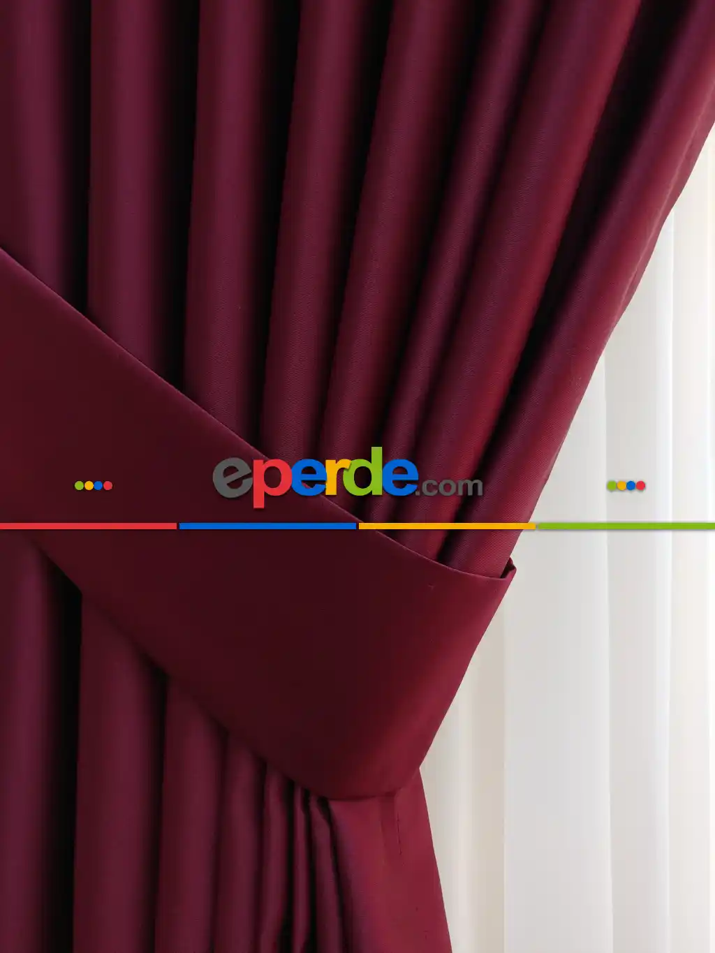 Bordo Blackout Düz Fon Perde- Bordo