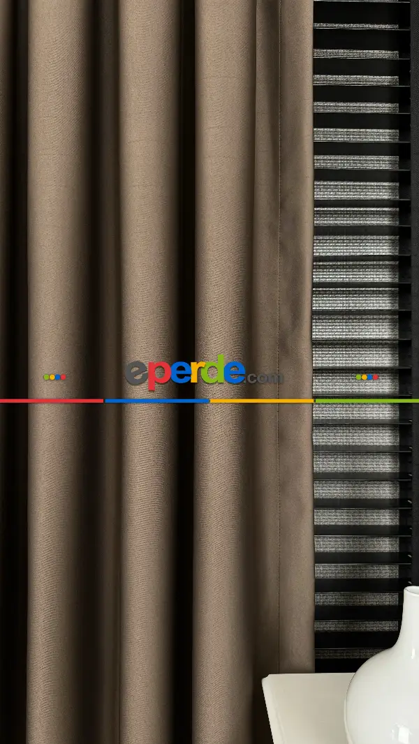 Kahverengi Blackout - Karartma Fon Perde, Premium Kalite Serisidir, %90 Oranında Işığı Keser