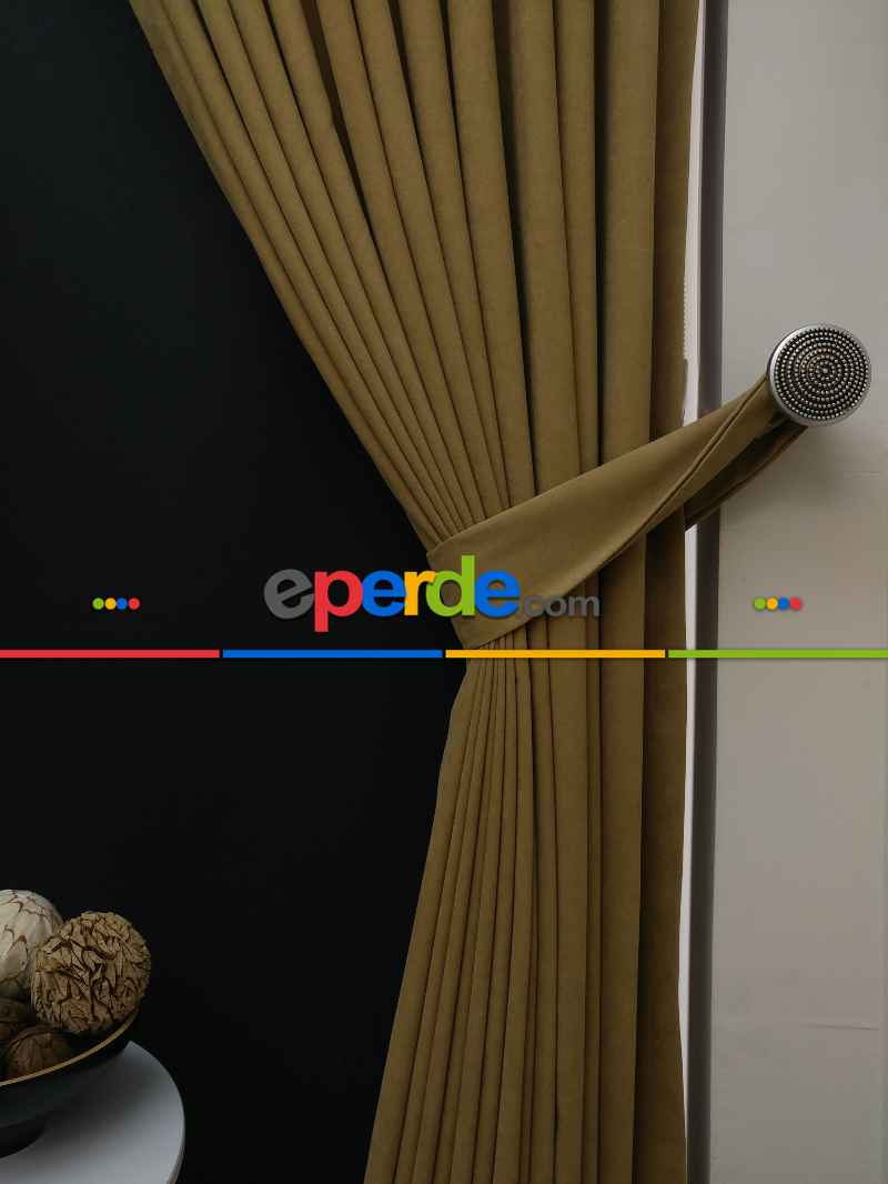 Düz Renk Dökümlü Fon Perde (150)- Haki