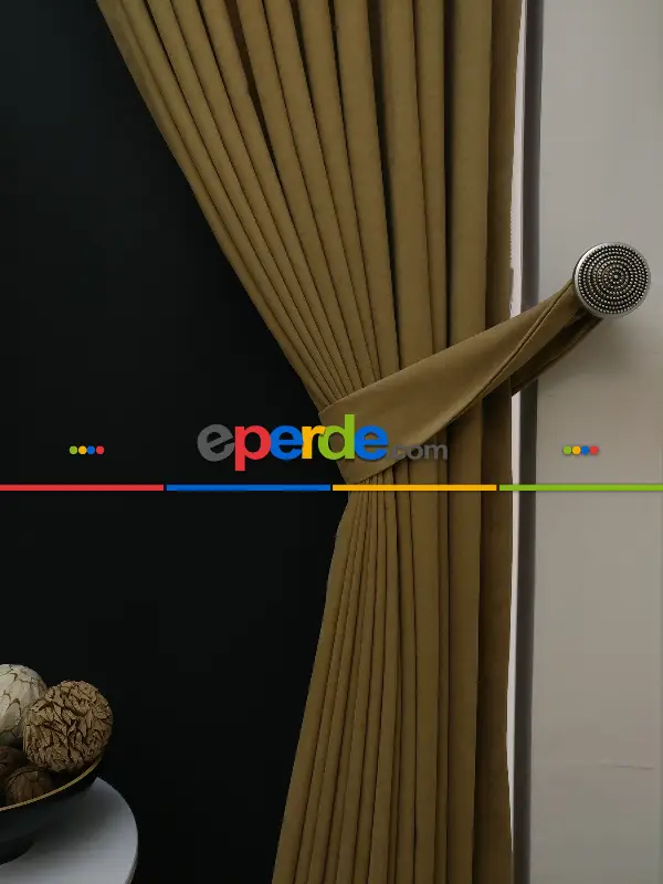 Düz Renk Dökümlü Fon Perde (150)- Haki