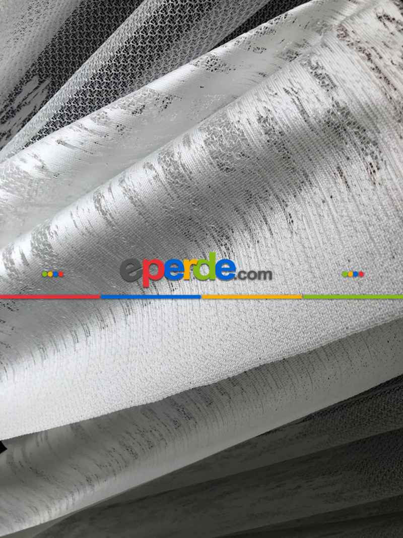 Alev Desen Tül Perde Tek Kanat - Ekru