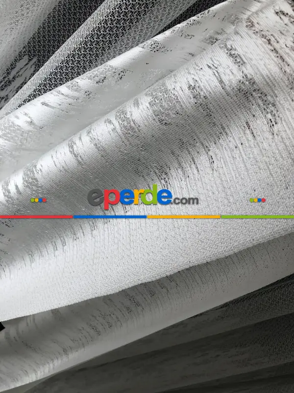 Alev Desen Tül Perde Tek Kanat - Ekru