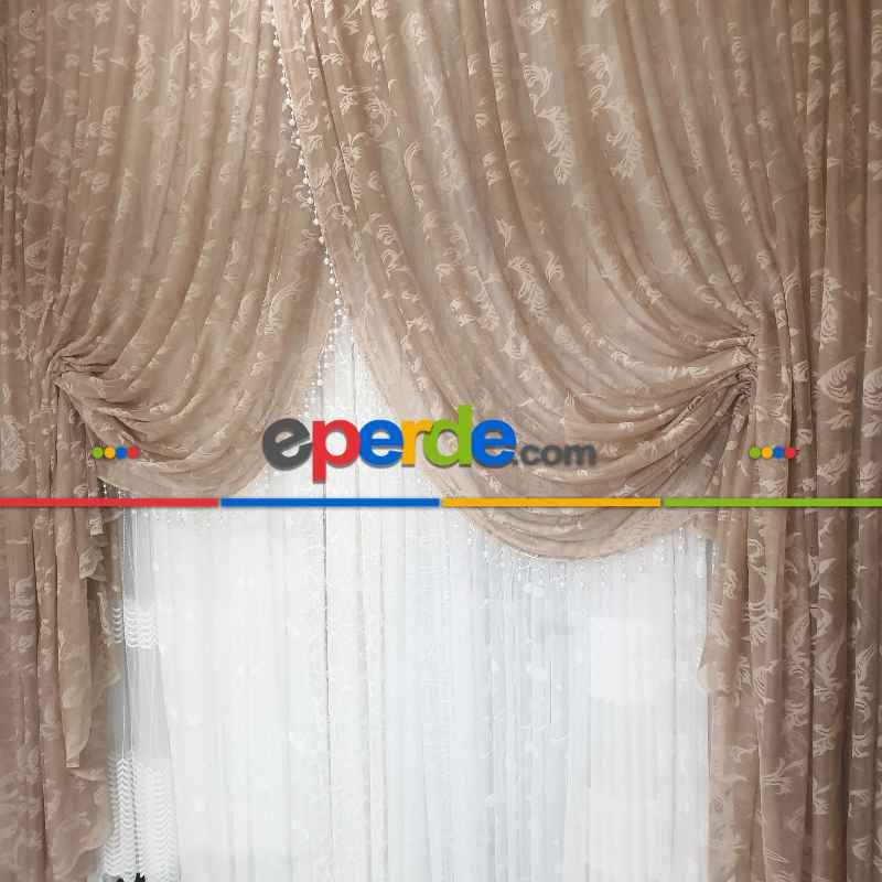 Bej Vizon Açık Kahverengi Renk Şal Desen Tasarım Yanki Kruvaze Tiyatro Modeleri Bej- Bej