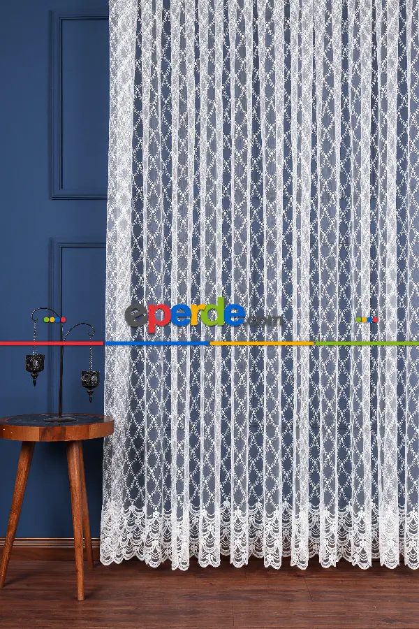 Balık Ağı Brode Işlemeli Tül Perde