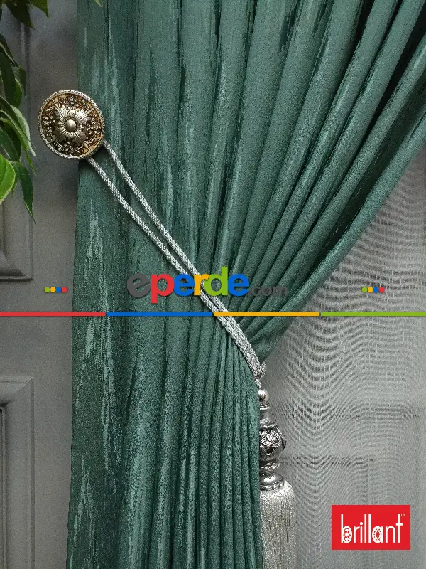 Brillant Jakar Fon Mint Yeşili Renk Düz Fon Perde - Yeşil-mint