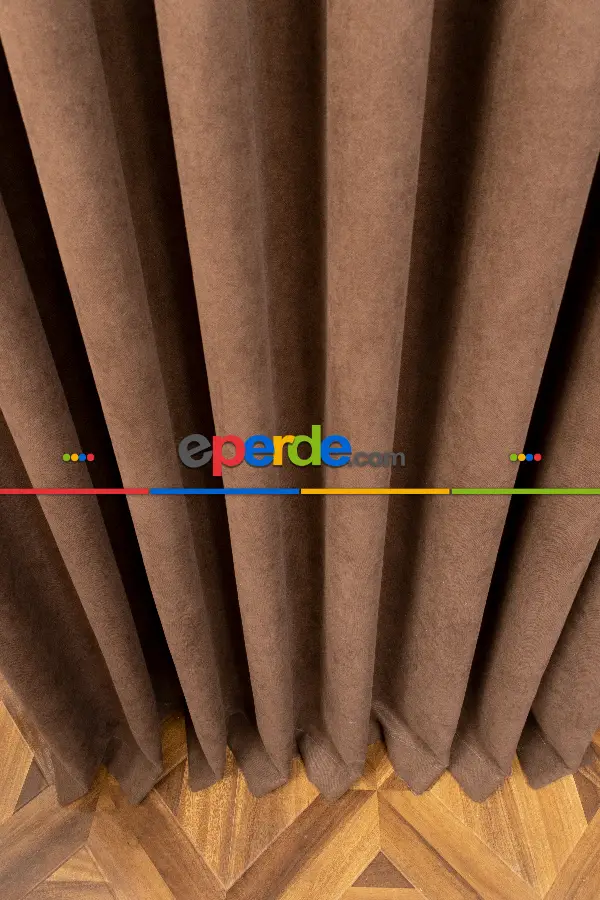 Salon - Sütlü Kahve Düz Fon Perde En  Dökümlü Fon Perde