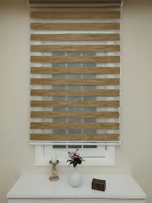 Lüx Bambu Zebra Perde Ahşap Görünümlü - Açık Taba- Taba