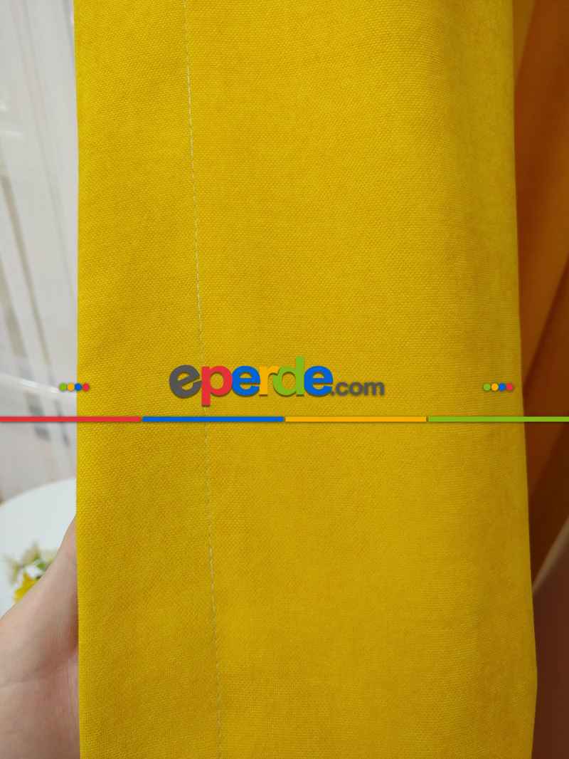 Oturma Odası - Koyu Sarı Düz Fon Perde - Sarı 814