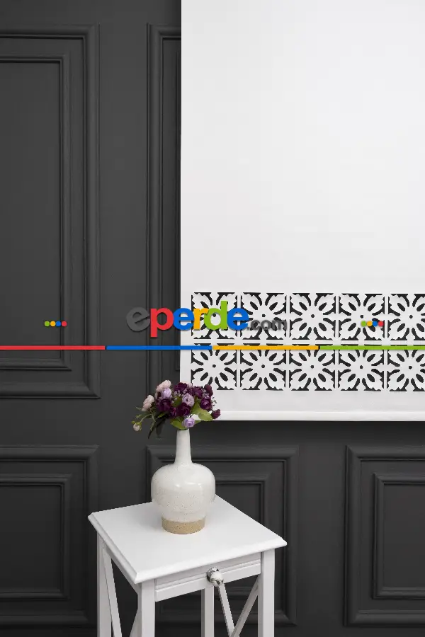 Salon Stor - Ekru Renk Lazer Kesim Mat Stor Perde (ister Düz - İster Lazer Kesimli Satın Alın)