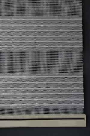 Halim Perdesan Kb-01 Gri & Beyaz Renk Etekli Veya Eteksiz Karartma Zebra Stor Perde