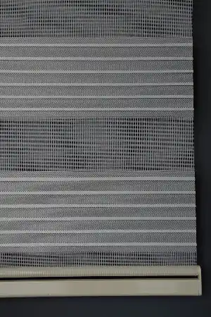 Halim Perdesan Kb-01 Gri & Beyaz Renk Etekli Veya Eteksiz Karartma Zebra Stor Perde