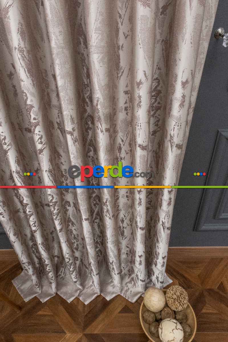 Jakar Dokuma Fon Perde Vizon Renk(280cm En)