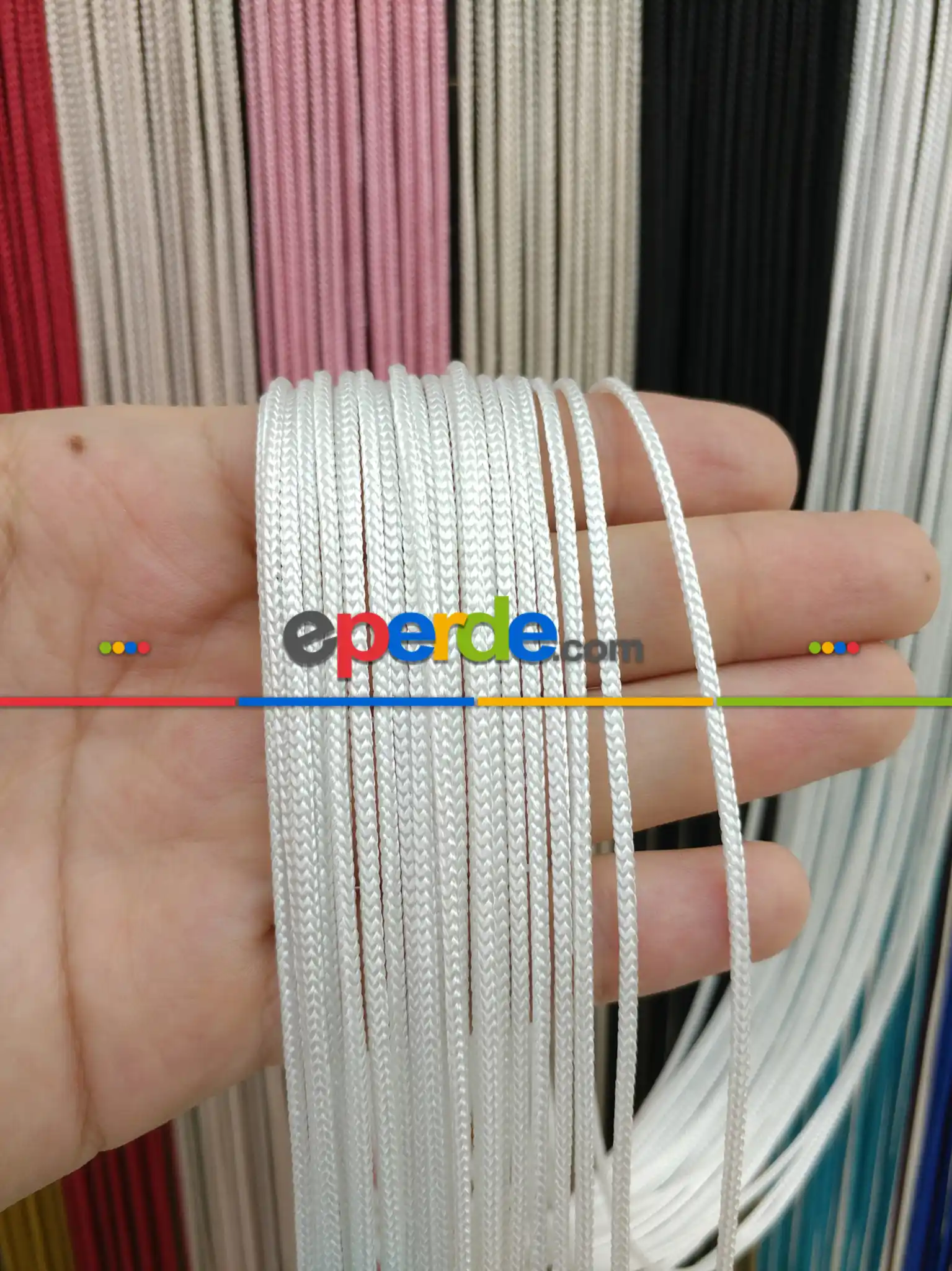 Beyaz Rengi İp Perde Kalın Zincir Serisi- Beyaz