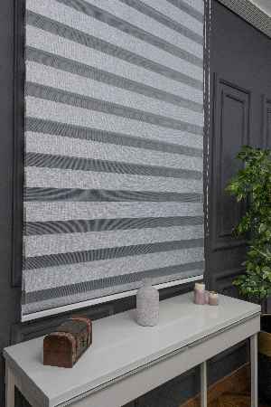 Gri Zebra Perde - Düz Zebra Perde Kalın Bambu Dokulu