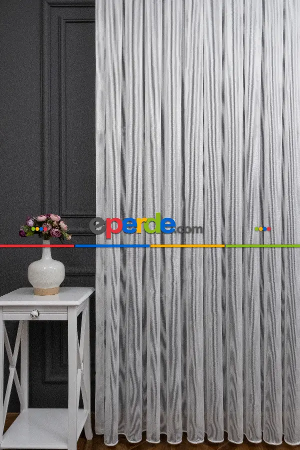 Zincir Çelik Dökümlü Tül Perde - İtinalı Dikiş - Yalancı Fon Ve Kruvaze Model Seçeneği - Kurşunlu Tül
