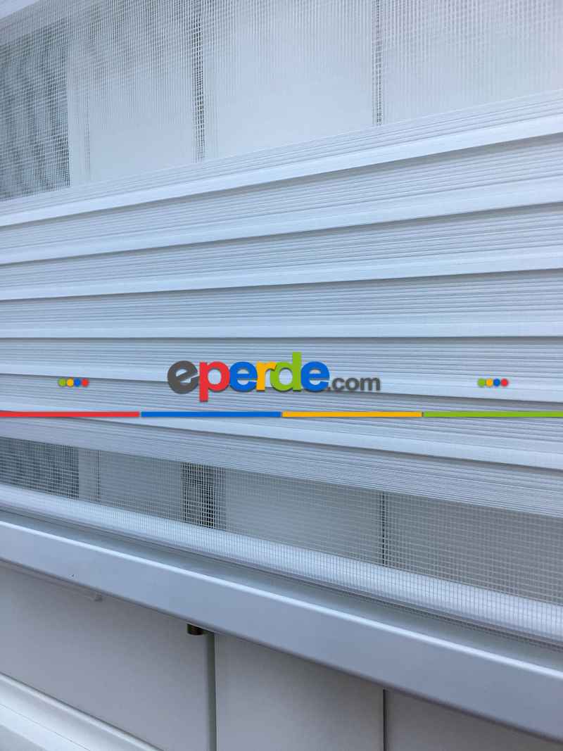 Mutfak - Zebra Perde - Geniş Pileli Zebra Perde- Beyaz