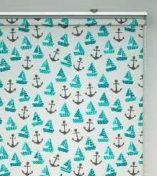 Bebek Odası Stor Perde - Denizci Desenli Baskılı Stor Perde- Çok Renkli