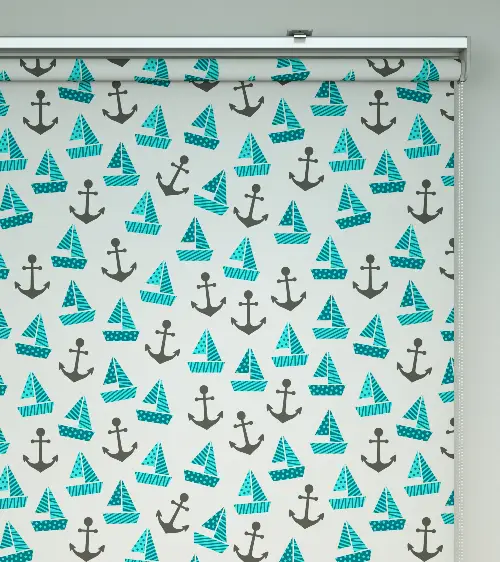 Denizci Desenli Baskılı Stor Perde- Çok Renkli