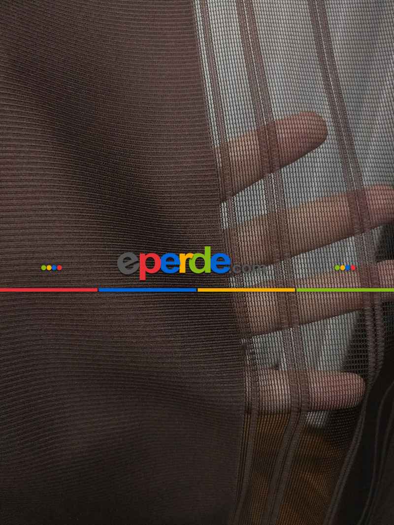 Mutfak - Lens Akıllı Dikey Tül Perde 118- Beyaz-kahve Koyu-vizon Rengi- Çok Renkli 2-taş Rengi