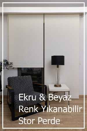 Stor Perde Yıkanabilir Leke Tutmaz A Kalite - Ekru Ve Beyaz- Beyaz-ekru