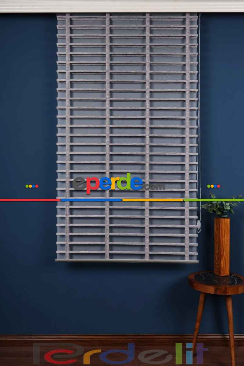 Gri 50mm Silüet Kumaş Jaluzi Perde