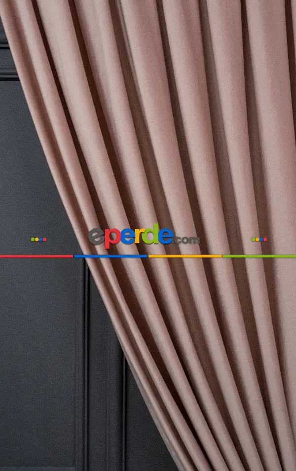 Salon Fon Perde - İthal Kadife Fon Perdelik Geniş Enli ( Pudra )