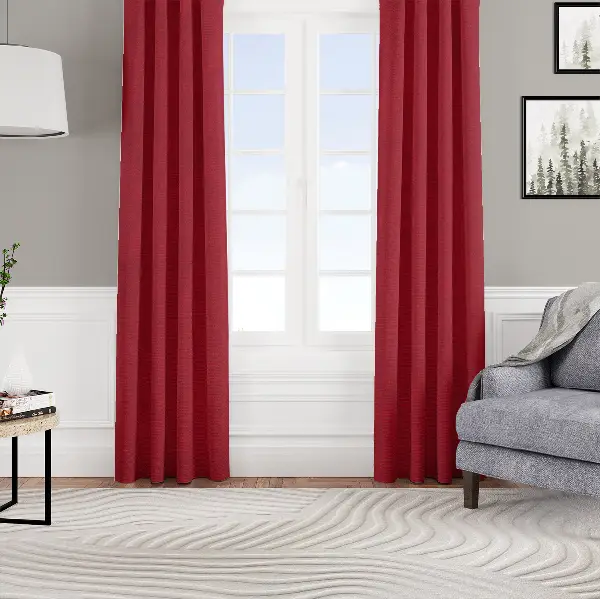 Kadife Dokulu Fon Perde Pilesiz Tek Kanat Bordo