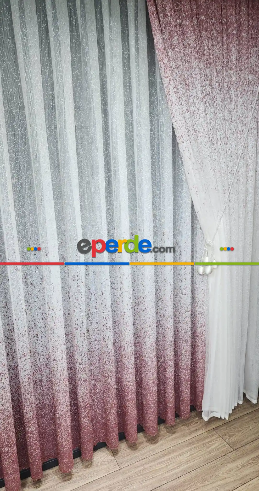 Üsten Dikim Renkli Pudra Püskürtme Tül Fon Perde