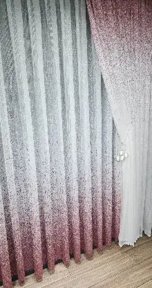 Mutfak - Üsten Dikim Renkli Pudra Püskürtme Tül Fon Perde