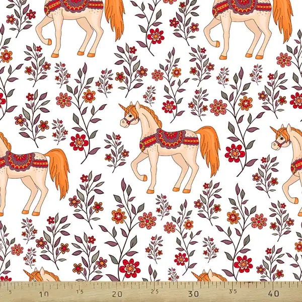 At Desenli Fon Perde Evm577 Kumaşı Kalındır Duck Bezi Değildir- Kırmızı