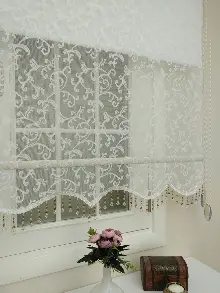 Oturma Odası - Yeni Sezon!! Çiftli Sistem Tül Stor Perde Ve Stor Perde- Şal Desen Ekru